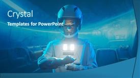  Presentation with orbital - Presentation design featuring woman-astronaut-in-a-space background and a ocean colored foreground