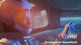  Presentation with orbital - Presentation theme with woman-astronaut-in-a-space background and a violet colored foreground