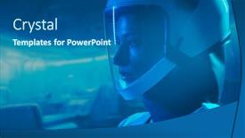  Presentation with orbital - PPT theme consisting of woman-astronaut-in-a-space background and a ocean colored foreground