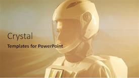  Presentation with planet mars - PPT theme consisting of woman-astronaut-in-a-spacesuit background and a coral colored foreground