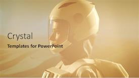  Presentation with planet mars - Presentation theme with woman-astronaut-in-a-spacesuit background and a coral colored foreground