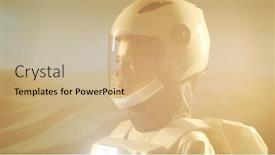  Presentation with planet mars - Presentation design consisting of woman-astronaut-in-a-spacesuit background and a coral colored foreground