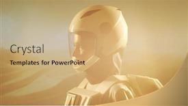  Presentation with planet mars - Presentation theme having woman-astronaut-in-a-spacesuit background and a coral colored foreground