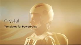  Presentation with planet mars - PPT theme having woman-astronaut-in-a-spacesuit background and a coral colored foreground