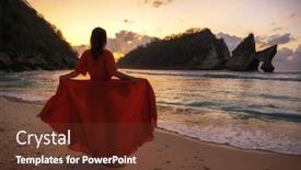  Presentation with indonesia - Slides having woman-at-atuh-beach background and a tawny brown colored foreground