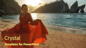  Presentation with bali - Presentation theme enhanced with woman-at-atuh-beach background and a tawny brown colored foreground