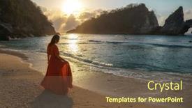  Presentation with indonesia - Presentation theme consisting of woman-at-atuh-beach background and a tawny brown colored foreground