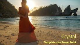  Presentation with indonesia - Presentation theme having woman-at-atuh-beach background and a tawny brown colored foreground
