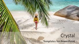  Presentation with being a single woman - Colorful presentation theme enhanced with woman at beach wearing hat backdrop and a lemonade colored foreground