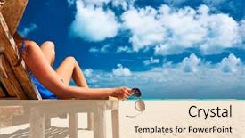  Presentation with beautiful skin and beach - Audience pleasing presentation consisting of woman at beautiful beach holding backdrop and a lemonade colored foreground