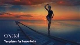  Presentation with salty - Amazing presentation design having woman-at-beauty-sunset backdrop and a navy blue colored foreground