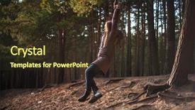  Presentation with beauty - Slides having woman at bungee in autumn background and a tawny brown colored foreground