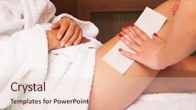  Presentation with salon - Cool new slide deck with woman at cosmetics salon waxing backdrop and a lemonade colored foreground