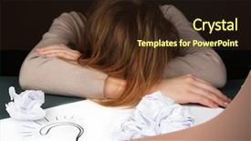  Presentation with question - Beautiful theme featuring woman at desk with question backdrop and a wine colored foreground