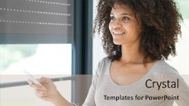  Presentation with home - Theme having woman at home controlling shutter background and a mint green colored foreground