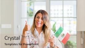  Presentation with mexico flag - Audience pleasing slide deck consisting of woman at home holding flag backdrop and a coral colored foreground