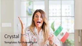 Presentation with mexico flag - Presentation featuring woman at home holding flag background and a  colored foreground