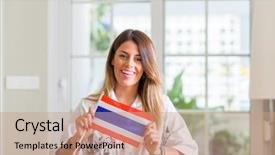  Presentation with indonesian flag - Cool new presentation with woman at home holding flag backdrop and a coral colored foreground