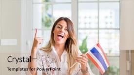  Presentation with flag of iran - Slides featuring woman at home holding flag background and a  colored foreground