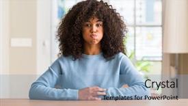  Presentation with elementary school african american female career day - Beautiful slide deck featuring woman at home puffing cheeks backdrop and a light blue colored foreground