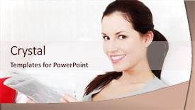  Presentation with love between man and woman - Colorful slides enhanced with woman at home reading newspaper backdrop and a  colored foreground