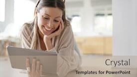  Presentation with relaxing - Amazing theme having woman-at-home-relaxing backdrop and a coral colored foreground