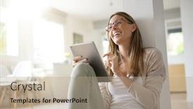  Presentation with relaxing - Cool new theme with woman-at-home-relaxing backdrop and a coral colored foreground