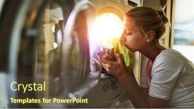  Presentation with clothes - Amazing presentation theme having woman-at-housework-smells backdrop and a tawny brown colored foreground