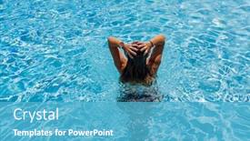  Presentation with five stars - PPT theme enhanced with woman-at-luxury-five-stars background and a teal colored foreground