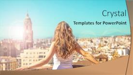  Presentation with welcome - PPT theme enhanced with woman-at-malaga-expatriate-welcome background and a arctic colored foreground