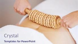  Presentation with massage therapy - Slide deck featuring woman-at-massage-therapy background and a sky blue colored foreground