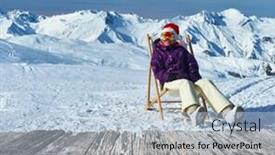  Presentation with alps - Slide deck consisting of woman at mountains in santa hat celebrating christmas meribel alps france background and a light blue colored foreground