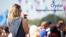  Presentation with outdoor festival - Amazing PPT layouts having woman at outdoor music festival backdrop and a sky blue colored foreground