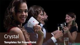  Presentation with roulette - Audience pleasing PPT theme consisting of woman at roulette table holding champagne glass in casino backdrop and a tawny brown colored foreground