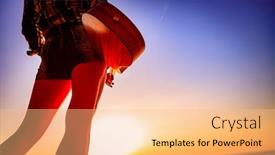  Presentation with ukulele - Presentation theme featuring sunset holding a ukulele background and a coral colored foreground