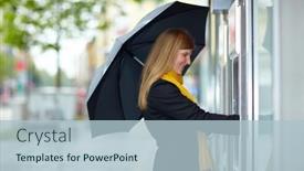  Presentation with atm - Cool new theme with woman-at-the-atm backdrop and a light blue colored foreground