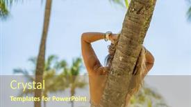  Presentation with singapore - Slides with woman-at-the-beach background and a tawny brown colored foreground