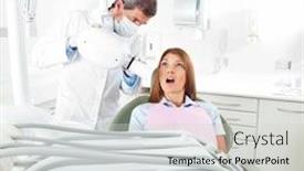  Presentation with bleached - PPT theme with woman-at-the-dentist background and a light gray colored foreground