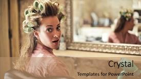  Presentation with hair - Amazing slides having woman at the hair saloon backdrop and a coral colored foreground