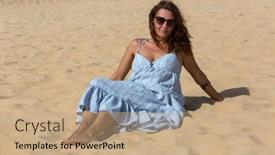  Presentation with algarve - Beautiful slide set featuring woman-at-the-sand-dunes backdrop and a coral colored foreground