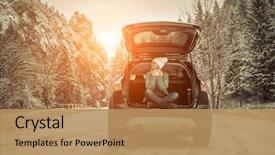  Presentation with black tea - Beautiful slide set featuring woman at winter time yoyng backdrop and a coral colored foreground