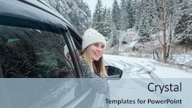  Presentation with elementary school black female career day technology - Presentation theme enhanced with woman at winter time yoyng background and a light blue colored foreground