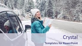  Presentation with elementary school black female career day technology - PPT layouts with woman at winter time yoyng background and a sky blue colored foreground