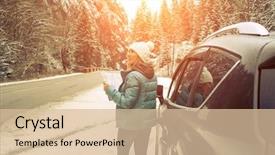  Presentation with elementary school black female career day technology - PPT theme featuring woman at winter time yoyng background and a lemonade colored foreground