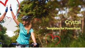  Presentation with married couple hearts - Presentation theme having red hearts against athletic couple background and a tawny brown colored foreground