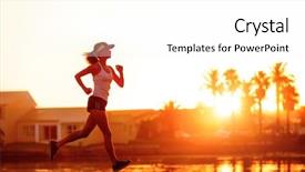  Presentation with athlete - PPT theme featuring woman athlete running at sunset background and a white colored foreground