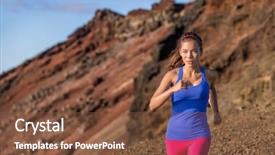  Presentation with motivation mountain - Slide deck with woman athlete running in desert background and a  colored foreground