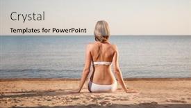  Presentation with sea sun - Cool new PPT theme with woman-back-in-sun-girl backdrop and a lemonade colored foreground