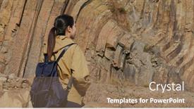  Presentation with hong kong - PPT theme with woman-backpacker-visit-hong-kong background and a coral colored foreground