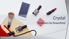  Presentation with case - Slides featuring woman bag - mid shot of red cosmetics background and a lemonade colored foreground